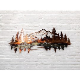 Copper Plated Mountain Reflections Metal Wall Art (26 1/4" x 12")