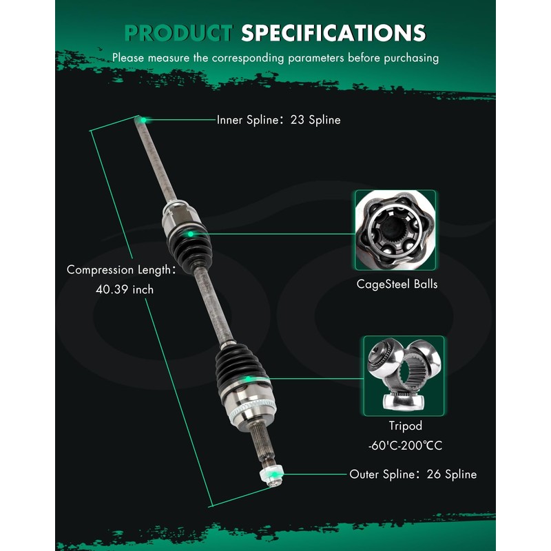 SCITOO CV Axle Shaft Assembly Front Right for Toyota for