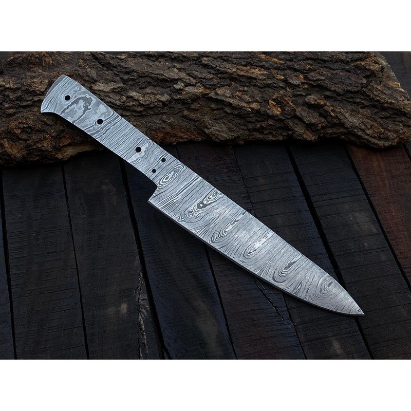Jayger Handmade Kitchen Knife Blade | Damascus Steel | Heat