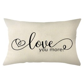 Ogiselestyle Valentine's Day Love You More Throw Pillow Cover, 12 x 20 Inch Valentine Cushion Case Decoration for Sofa Couch