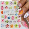 5D Embossed Flower Nail Art Stickers Hibiscus Nail Stickers Pink