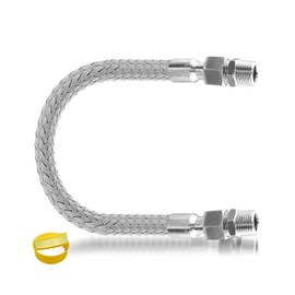 Industrial Grade Compressor Jumper Hose, 3/4" NPT Male Compression Adapter 20" Length Flexible Whole body Stainless Steel Metal Hose with Rotate Freely Fittings 2PCS and Thread Seal Tapes