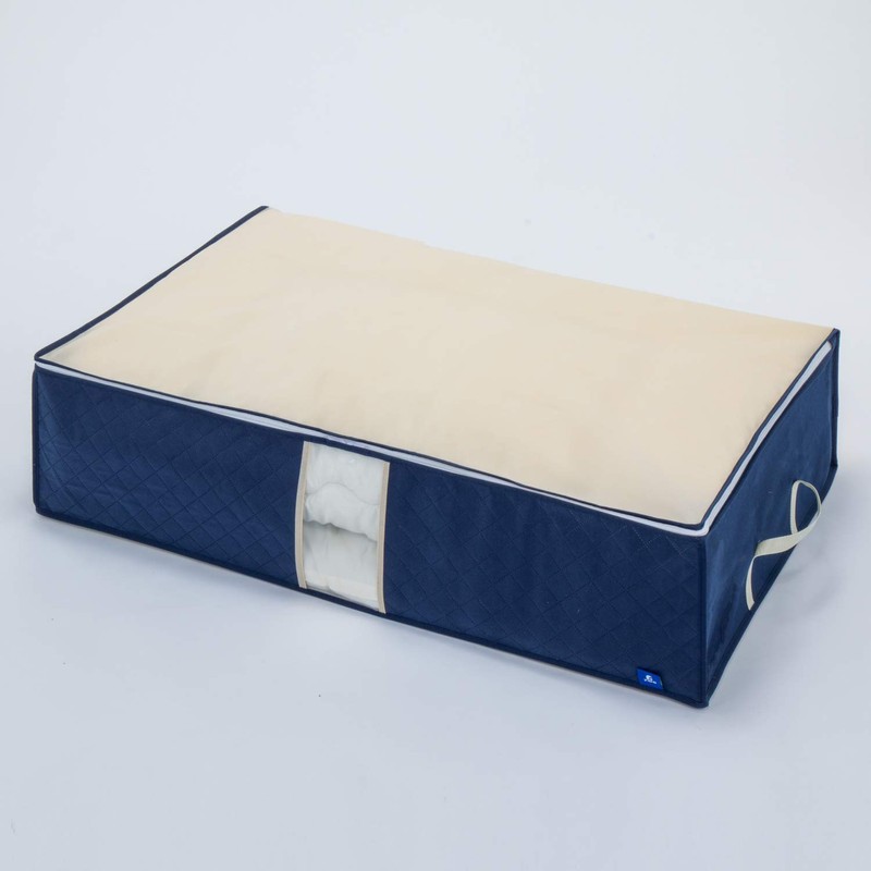 アストロ 敷布団 収納ケース シングルサイズ ネイビー 収納袋 不織布 活性炭 消臭 吸湿