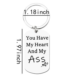 Gag Boyfriend Keychain from Girlfriend Boyfriend Anniversary Valentines Day Birthday Gifts for Husband BF Fiance You Have My Heart and My As Keychain Naughty Funny Gifts for Boyfriend Hubby Him