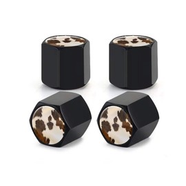 Paquete de 4 tapones para válvulas de neumáticos, accesorios de coche, diseño de piel de vaca marrón, estampado de piel de vaca, hermético, a prueba de polvo, para coches, camiones, SUV, bicicletas, motocicletas, bicicletas (piel de vaca vintage)