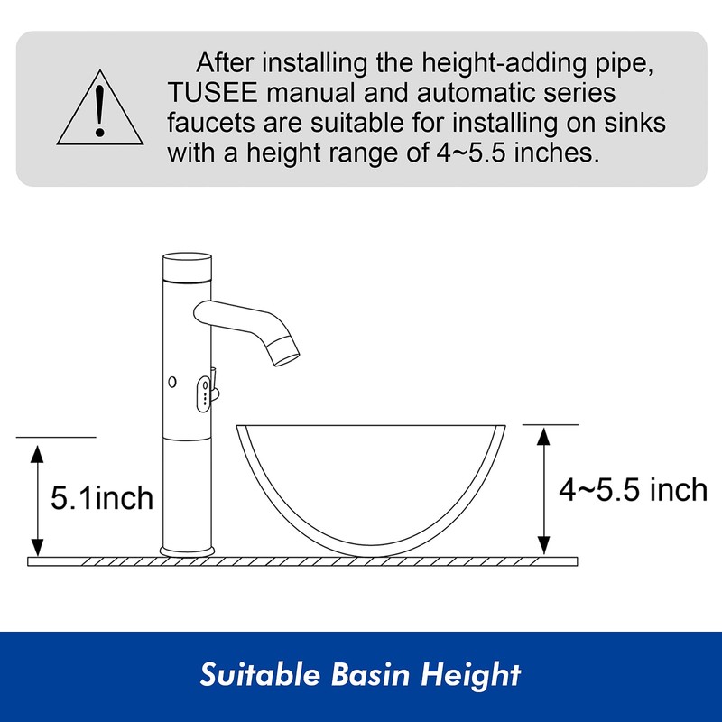 TUSEE Height Adding Pipe for Faucet, Elevating Pipe for TUSEE