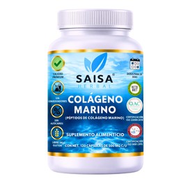 Péptidos de Colágeno Marino Puro | 120 Cápsulas | Saisa Herbal | Suplemento Alimenticio | Piel, Articulaciones y Bienestar Diario