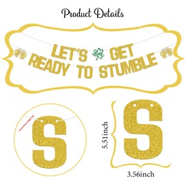 SJcysrilla Let's Get Ready To Stumble Banner St. Patrick's Day Theme Bachelorette Party Decorations Let's Get Shamrock Banner for St. Patrick's Day Party Bunting Sign Gold Glitter