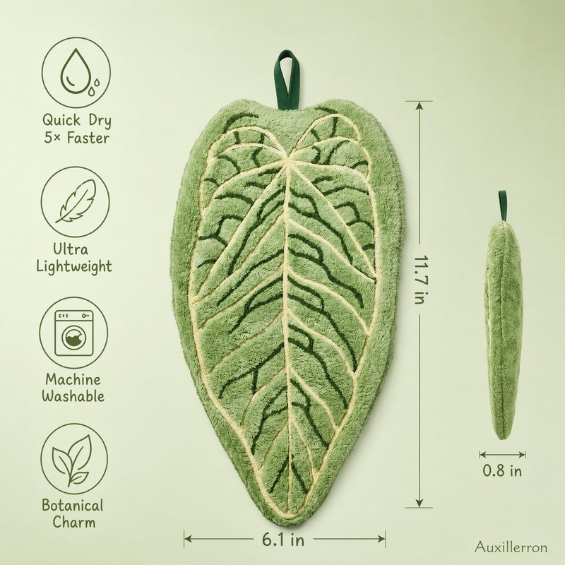 Leaf Hand Drying Towel Coral Fleece Kitchen Absorbent Quick Dry