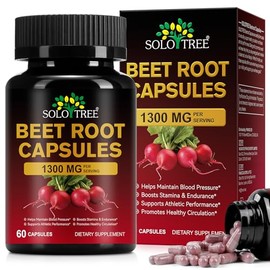 KITNOBLIS Beet Root Capsules 1300mg, Beet Root Powder for Exercise Endurance, Energy Supplement, Non-GMO Beetroot Capsules (60 Pcs, 30-Day Supply)