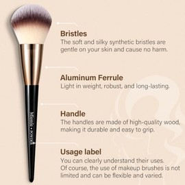 Juego de Brochas de Maquillaje, Mlemle Profesional 25 Piezas Kit de Maquillaje, Incluye Base en Polvo Correctores Rubor Sombras de Ojos 21 Brochas de 