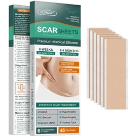 Láminas de silicona para cicatrices (paquete de 6), cinta adhesiva para cicatrices quirúrgicas, cicatrización de queloides, cesáreas, abdominoplastias, quemaduras y acné. Tiras de cinta reutili