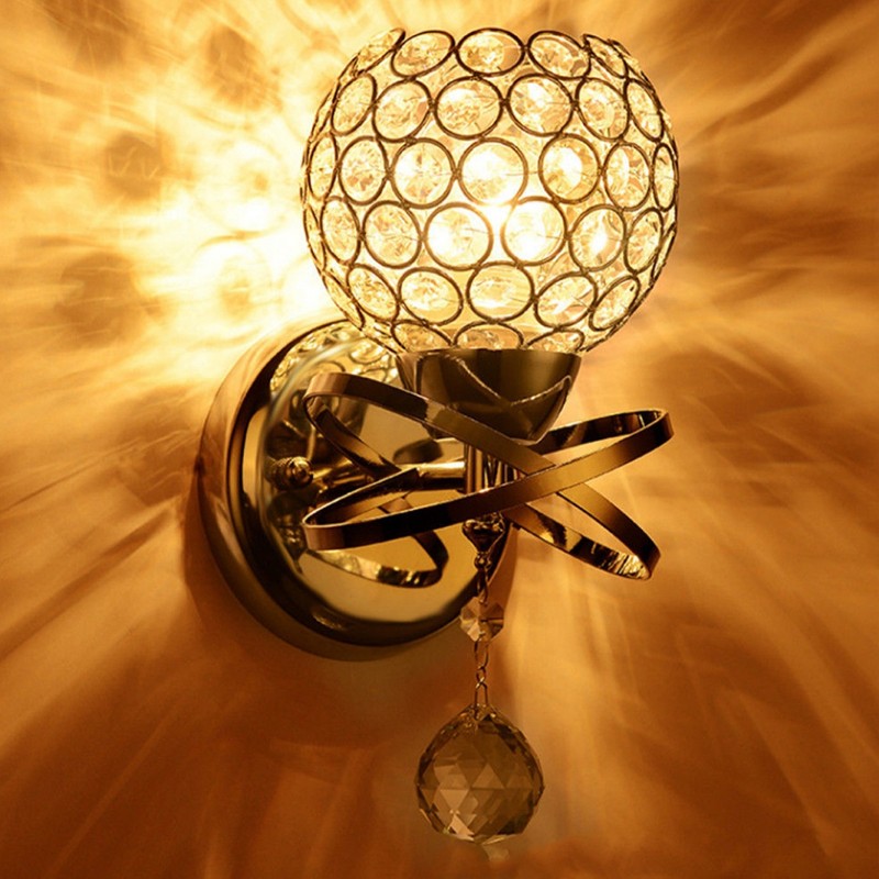 Round Wall Lamp Crystal Lamp E14 Lamp Holder for Home