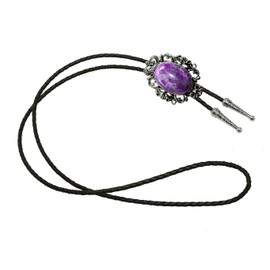 GURANSE Natural Tiger Eyes Stone Bolo tie With Art Flower Wreath Cowboy Western Style Necktie