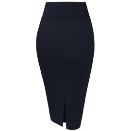 Hybrid & Company Women's Techno/Scuba Stretchy Office Pencil Skirt KSK43584X 1139 Navy 1X