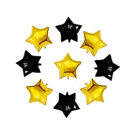 AnnoDeel 50pcs Gold Black Star Foil Balloons, 10inch Black Star Balloons Gold Star Mylar Balloons for Wedding Birthday Engagement Graduation Party Decoration