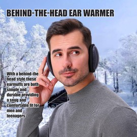 Eyegla Winter Ear Muffs For Men Behind The Head Earmuffs Women Adjustable Ear Muffs Foldable Ear Warmers Black/Gray,2Pack