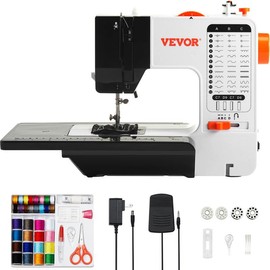VEVOR Sewing Machine, Portable Sewing Machine for Beginners with 38 Built-in Stitches & Reverse Sewing, Dual Speed Sewing Machine with Extension Table Foot Pedal, Accessory Kit Family Home Travel - Colour: Machine for Beginners with 38 Built-in Stitches