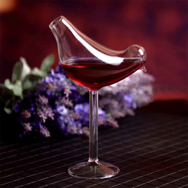 FEIlei Glass Cup, 150Ml Creative Bird Shape Cocktail Goblet Glass