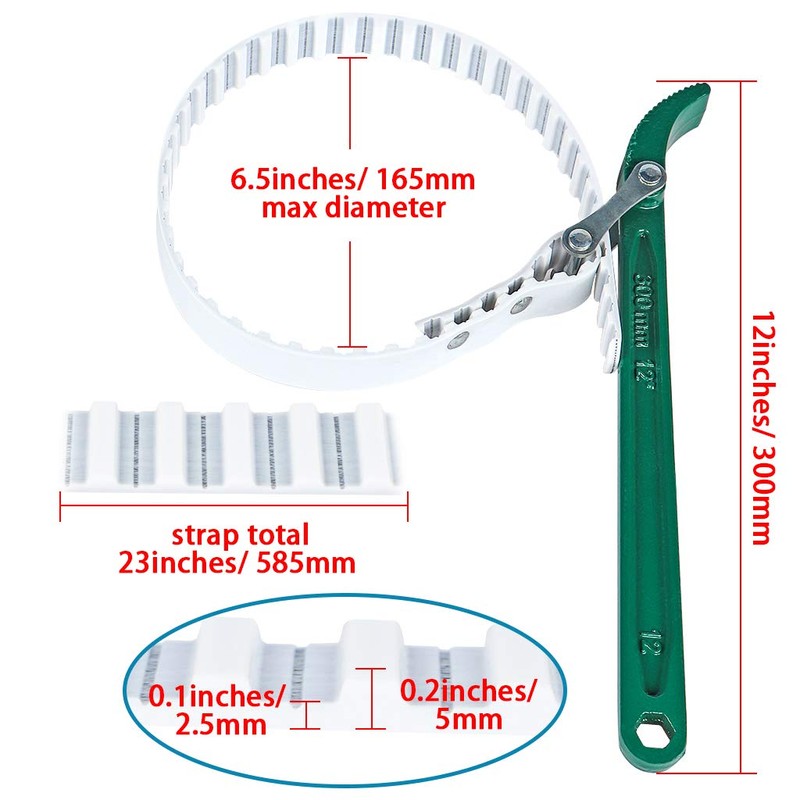 Skelang Adjustable Strap Wrench, 12" Multi-Purpose Steel Wire Belt Wrench