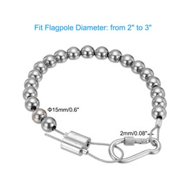 PATIKIL Flagpole Retainer Ring Flag Pole Accessories, Flag Beaded Mount Ring Fits 2" to 3" Flagpole Keep Flag Close to Pole Weight with Stainless Steel Cable for Flagpole, Gray