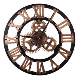 HZDHCLH Non-Ticking Large Wall Clocks with Roman Numerals for Living Room Modern Giant Open Face Skeleton Clock for Home Kitchen Cafe Decor (Copper， 30CM)