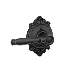 Schlage F170BIR716BRK Aged Bronze Single Dummy Birmingham Single Dummy Door Lever with The Decorative Brookshire Rosette