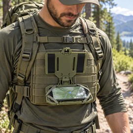 Tactical MOLLE Admin Panel Foldable Phone GPS Holder – Compact Tactical Pouch Accessory for Chest Rigs, Vests, Backpacks and Outdoor Gear