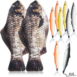 Outus 2 Pcs Fish Pencil Case and 8 Pcs Fish Pens Set Christmas Bag Gift Realistic Fishing Funny Pencil Pouch with Padded Thick Foam Lining for Office Birthday Party Halloween(Black,Classical)
