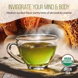 La Republica Mushroom Green Tea (instant) with Reishi, Chaga, Lion's Mane, Cordyceps, Turkey Tail, Shiitake and Maitake for Focus (70 Servings)