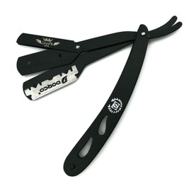 SMART CUT THROAT STAINLESS BARBER SHAVETTE STRAIGHT RAZOR + 100 BLADES BLACK