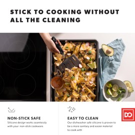 DI ORO Designer Series Wide Slotted Turner Spatula - Features 600F Heat-Resistant No-Melt Rubber Spatula Handle and Blade - Silicone for Cooking or Baking - Dishwasher Safe