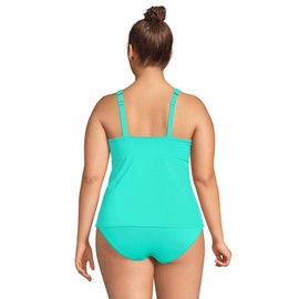 Lands' End Traje de baño tankini con cuello cuadrado y aros para mujer, tirantes ajustables, Isla Aqua (aguamarina), (4) D
