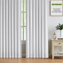 Kayne Studio White Full Blackout Linen Textured Pinch Pleated Curtains 102 inch Extra Long for Living Room,Thermal Insulating Pinch Pleated Drapes for Traverse Rod,40" x 102",9 Hooks,1 Panel