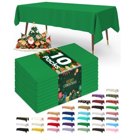 Pureegg Plastic Table Cloth Disposable 10 Pack, 54 x 108 Inch Table Cloths, St Patricks Day, Christmas Decorations, Tablecloths, Rectangle, Forest, Plastic Cover, Leakproof & Sturdy, Green
