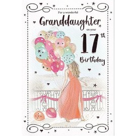 ICG Granddaughter 17th Birthday Card (ICG-8120) Girl in Maroon Dress - Floral