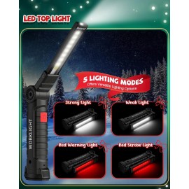 Coquimbo Rechargeable LED Work Light 360° Rotate Mechanic Grill Light (2 Pack Black)