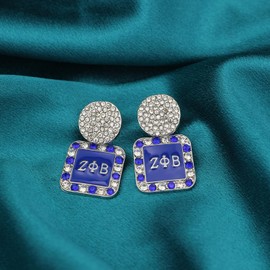 Crystal ZPB Drop Earrings for Women ZPB Sorority Gift Greek Paraphernalia Jewelry 1920 Finer Women Gift for Sisterhood (ZPB Drop Earrings)