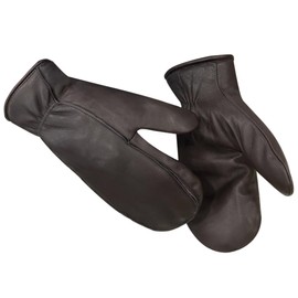 Harssidanzar mens Lambskin Leather Mittens Gloves Thermolite Lined GM033,Brown,Size XL
