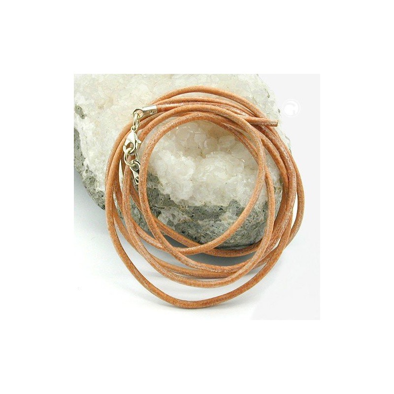 Unbespielt Leather Cord Necklace Light Brown Lobster Clasp Silver-Coloured 1