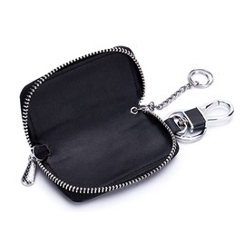 Leather Car Key Case Crocodile Keychain Fob Protector Bag Auto Key Pouch Car Remote Holder Hook Zipper Cover Black Classic Universal for Men Women