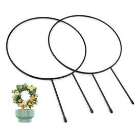 BRIOTA 2 Stück Zimmerpflanzen-Rankgitter für Kletterpflanzen, 33,8 cm, dekorative Topfpflanzenstützen, Rankstäbe, dekoratives Garten-Rankgitter für Rebe, Efeu, Blumen, Gemüse, rund schwarz beschichtet