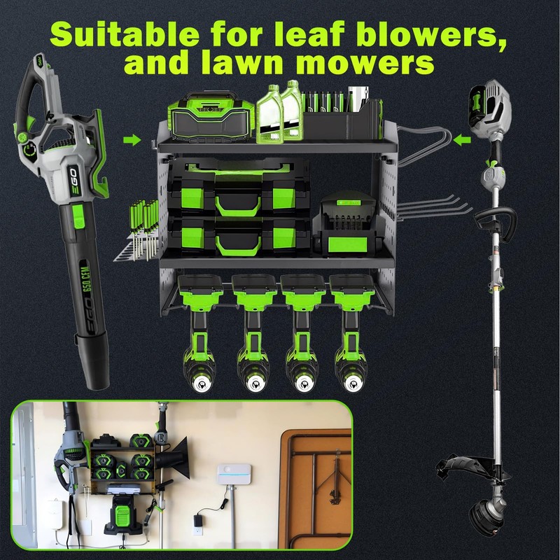 Wall Mount for EGO-Compatible Tools – 3-Layer Adjustable Garage Organizer