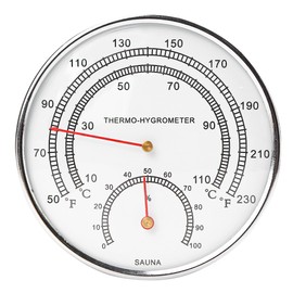 Steam Room Thermometer, Sauna Fahrenheit Temperature Gauge And Hygrometer Measure, 2in1 Dial Digital Hygrothermograph Humidity Thermostat Tool Accessories for Infrared Saunas Indoor Family Hotel, 4.8"