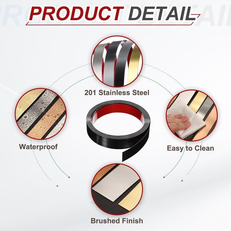 MECCANIXITY Black Trim Peel and Stick, Self Adhesive Mirror Trim