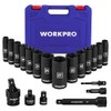WORKPRO 20-Piece 1/2＂ Drive Deep Impact Socket Set, 6-Point, Cr-V