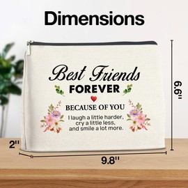 YeleY Gift for Women Friends - Meaningful Gift for Friends - Friendship for Women Soul Sisters Work Besties BFF - Best Friends Makeup Bag - Best Friends Forever Cosmetic Bag Makeup Zipper Pouch