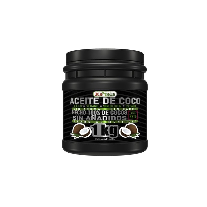 ACEITE DE COCO 1 KILO, KOSHER, VEGANO, KETO, MARCA KE´TELA