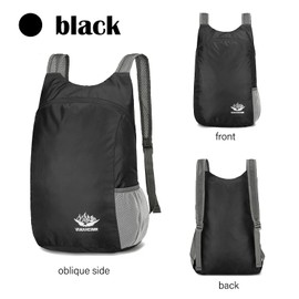 Taiyyi Ultralight Folding Backpack, Waterproof, Ultralight Backpack, Travel Backpack, Small Hiking Backpack for Men and Women, Suitable for Camping, Hiking, Cycling (Black)