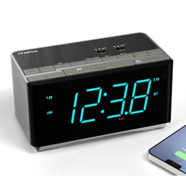 iTOMA Radio Alarm Clock, Bluetooth Stereo Speaker, FM Radio, Dual Alarm Clock, Snooze, Brightness Dimmer, USB Charging, Alarm Clock for Bedroom, Office 3501